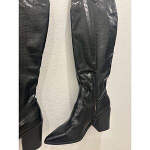 Knee High Faux Leather Pointed Boots